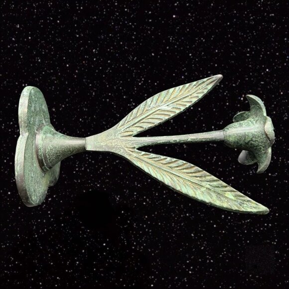 VINTAGE ARCHANA CRAFTS METAL CANDLE HOLDER TAPER TULIPS Set India 8”T 7”W - Picture 7 of 11